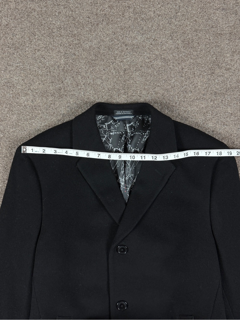 Nautica Black Mid Length Wool Cashmere Single Breasted Coat Men’s 40 M Overcoat - Picture 8 of 9